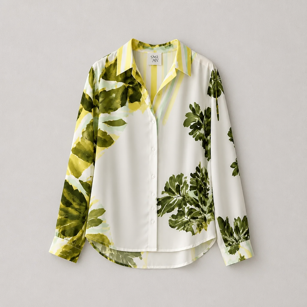 SUMMER MAN Arm Patterned Blousse Female