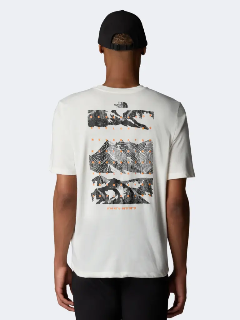 The North Face Mens T-Shirt Foundation Mountains White Dune