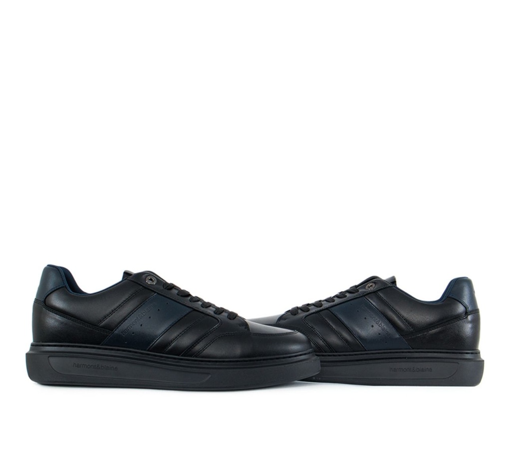 HARMONT&BLAINE Male SNEAKERS LEATHER  Shoes BLACK