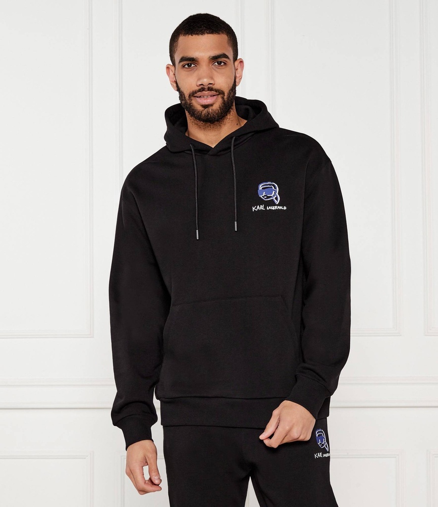 Karl Lagerfeld Cotton Hoodie Male BLACK