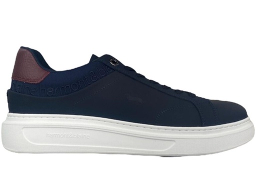 [EFM242-004-6100] HARMONT&BLAINE Male SNEAKERS LEATHER  Shoes NAVY