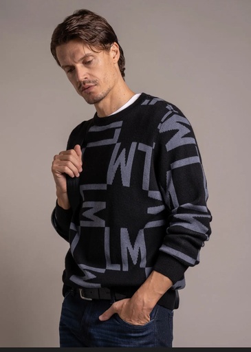 [LMWMS028DKGRM] La Martina Male Knit Sweatshirt BLACK