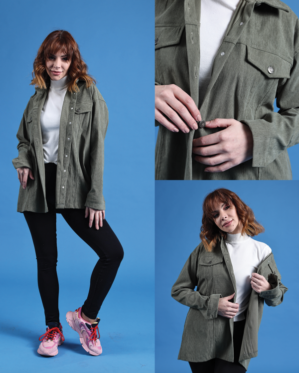 Zene Oversized Green Velvet Jacket