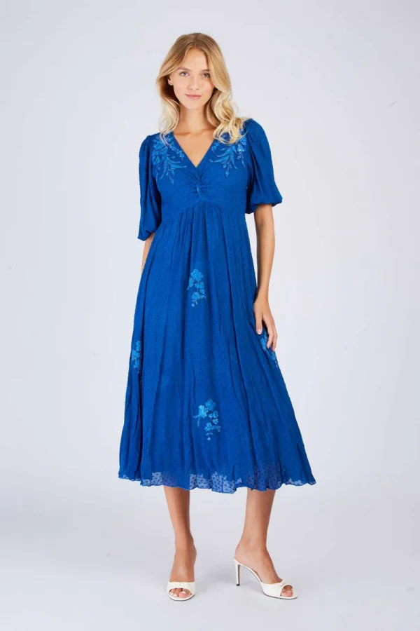 René-Derhy CAPUCINE plain embroidered long dress