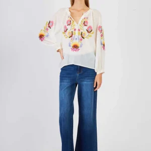 René-Derhy BARBERINE long-sleeved embroidered blouse
