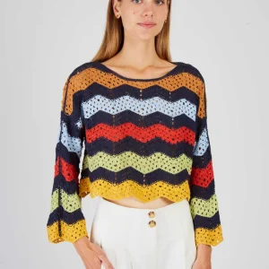René-Derhy ELIORA openwork mesh crop top