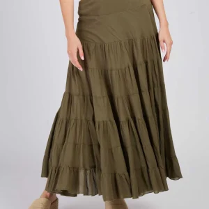 René-Derhy ACANTHE plain long skirt with ruffles