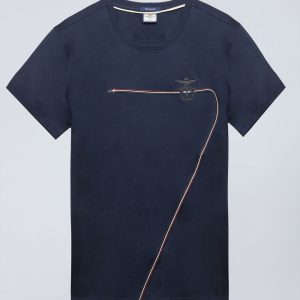 Aeronautica Militare Cotton T-shirt with embroidered trails