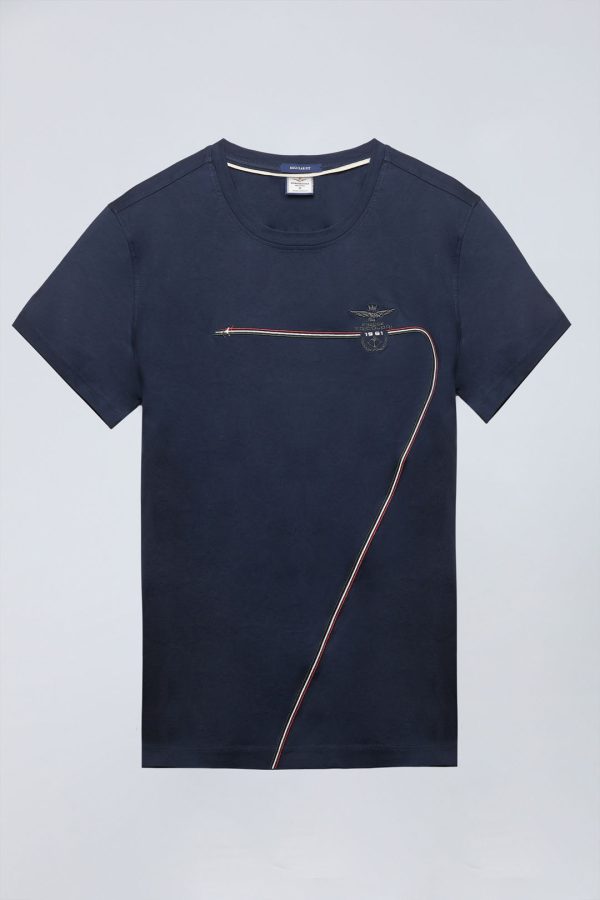 Aeronautica Militare Cotton T-shirt with embroidered trails