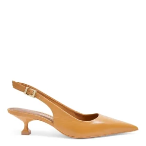 Santa Lolla Slingback Pumps in Soft Caramel Pelica Leather