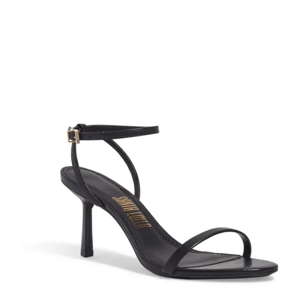 Santa Lolla Black Soft Pelica Leather Sandal with Mid Stiletto Heel - Image 2