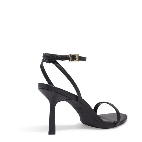 Santa Lolla Black Soft Pelica Leather Sandal with Mid Stiletto Heel - Image 3