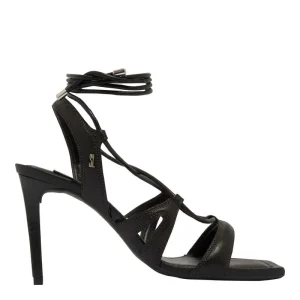 Santa Lolla Black Comfort Leather Sandal with High Heel