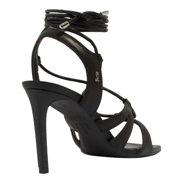 Santa Lolla Black Comfort Leather Sandal with High Heel - Image 3