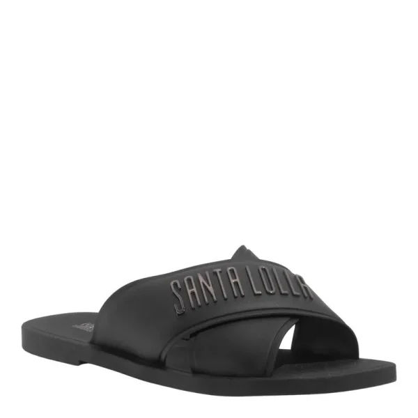 Santa Lolla Black Rubber Cross-Strap Flip Flop - Image 2
