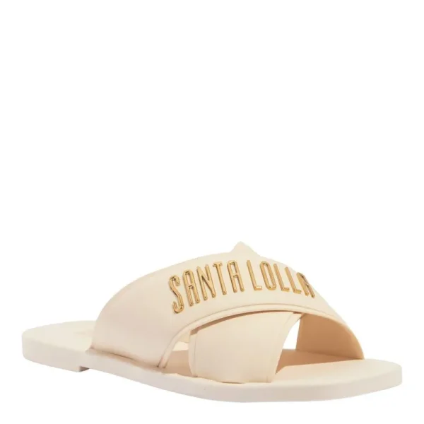 Santa Lolla Off White Rubber Cross-Strap Flip Flop - Image 2