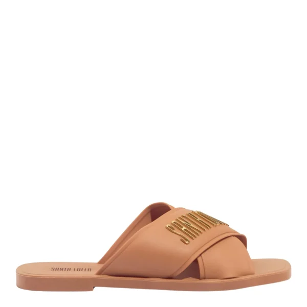 Santa Lolla Beige Rubber Cross-Strap Flip Flop