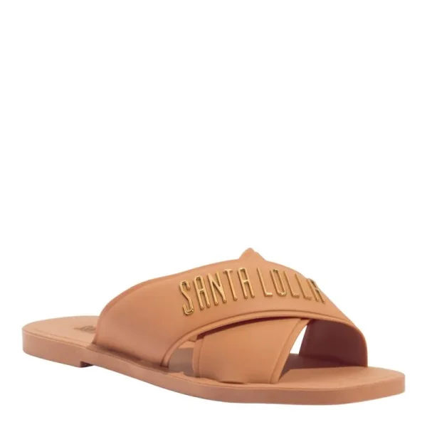 Santa Lolla Beige Rubber Cross-Strap Flip Flop - Image 2