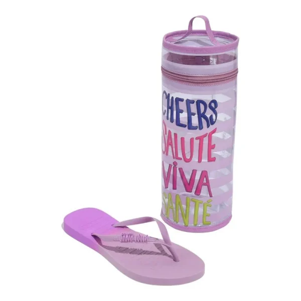 Santa Lolla Purple Rubber Flip Flop and Printed Toiletry Bag Kit - Image 2