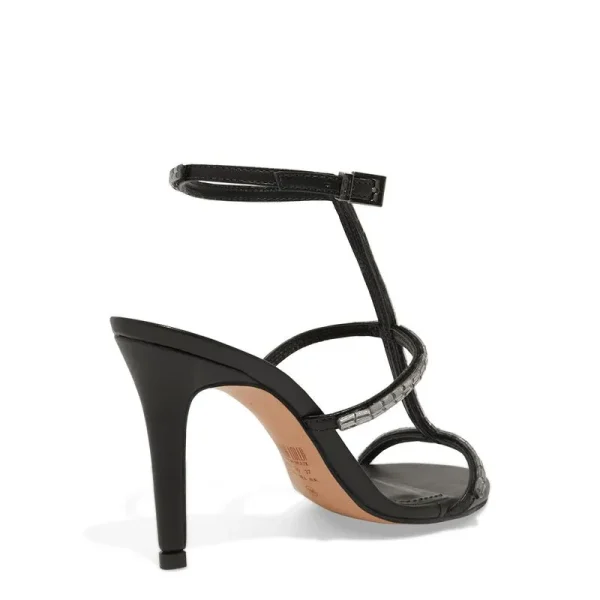 Santa Lolla Black Soft Napa Sandals Thin High Heels - Image 3