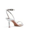 Santa Lolla Silver Metallic Leather Sandal with Thin Heel - Image 3