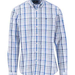 FYNCH-HATTON Checkered cotton shirt with a logodail