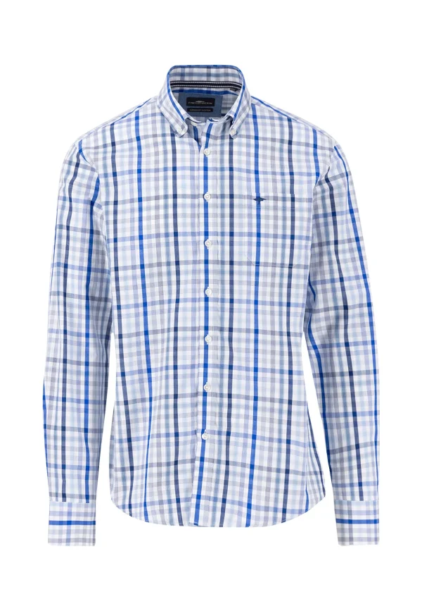 FYNCH-HATTON Checkered cotton shirt with a logodail
