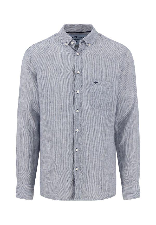 FYNCH-HATTON Linen shirt with button-down collar