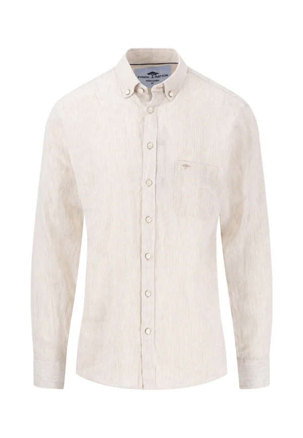 FYNCH-HATTON Linen shirt with button-down collar