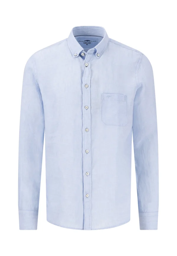 FYNCH-HATTON Linen shirt with button-down collar