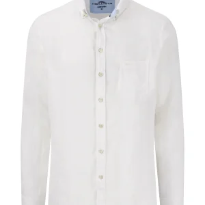 FYNCH-HATTON Linen shirt with button-down collar
