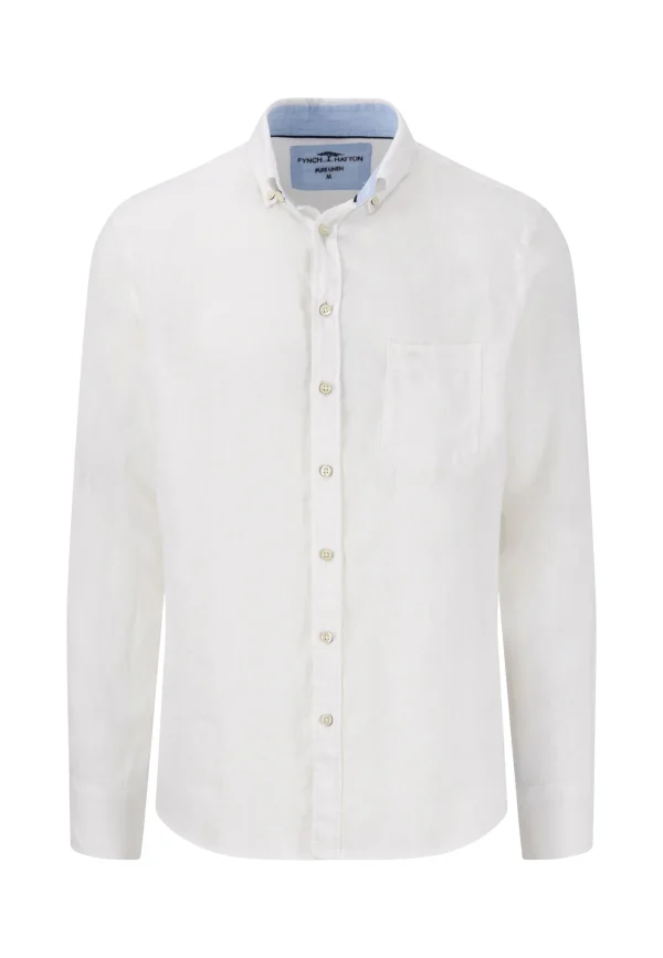 FYNCH-HATTON Linen shirt with button-down collar