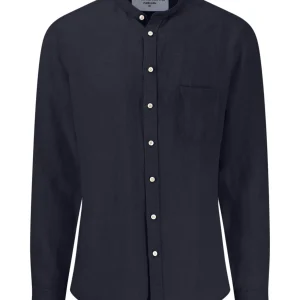 FYNCH-HATTON Linen shirt with a stand -up collar