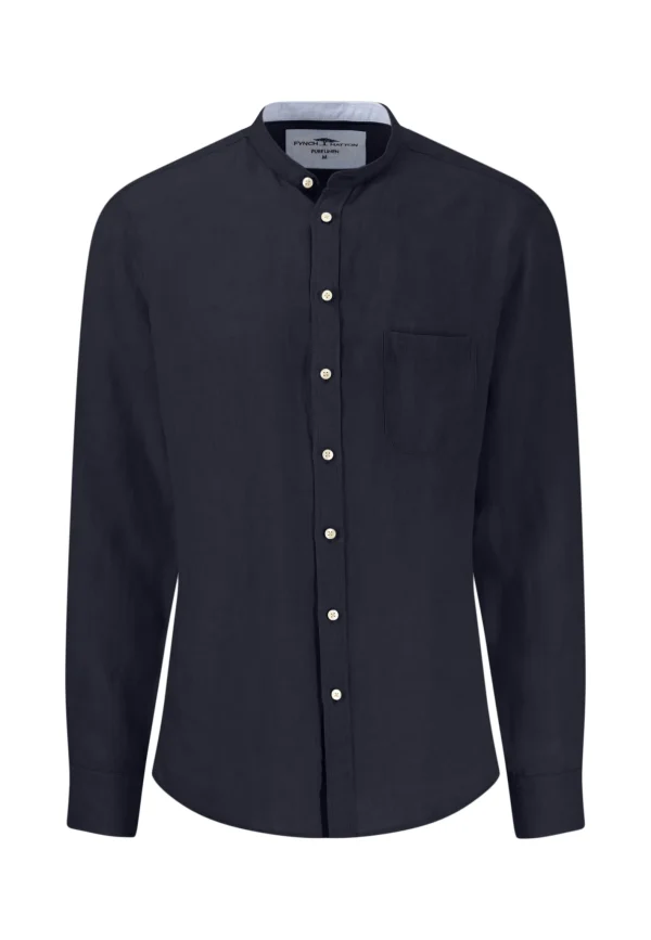 FYNCH-HATTON Linen shirt with a stand -up collar