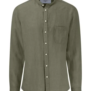FYNCH-HATTON Linen shirt with a stand -up collar