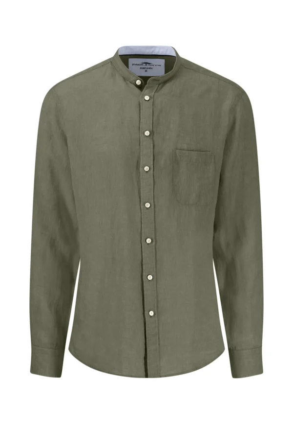 FYNCH-HATTON Linen shirt with a stand -up collar