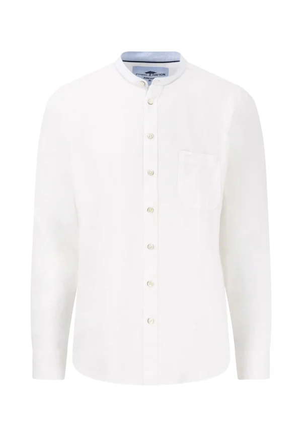 FYNCH-HATTON Linen shirt with a stand -up collar