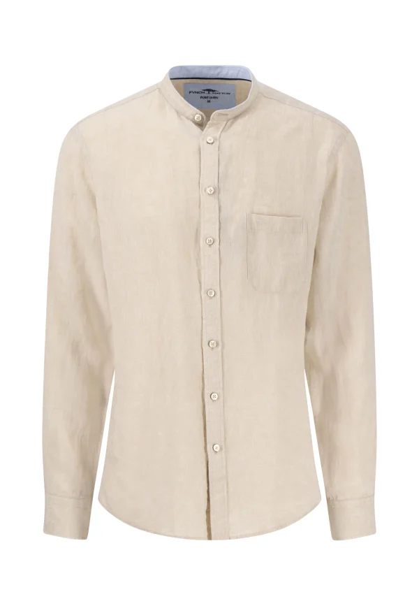 FYNCH-HATTON Linen shirt with a stand -up collar
