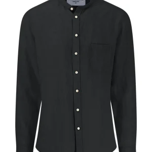FYNCH-HATTON Linen shirt with a stand -up collar