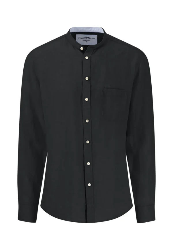 FYNCH-HATTON Linen shirt with a stand -up collar