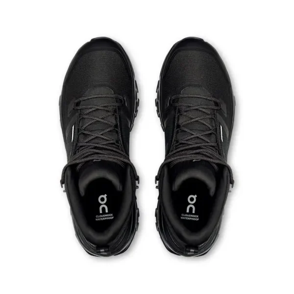 On Cloudrock Mid Waterproof Men Hiking Sneakers Black - Image 3