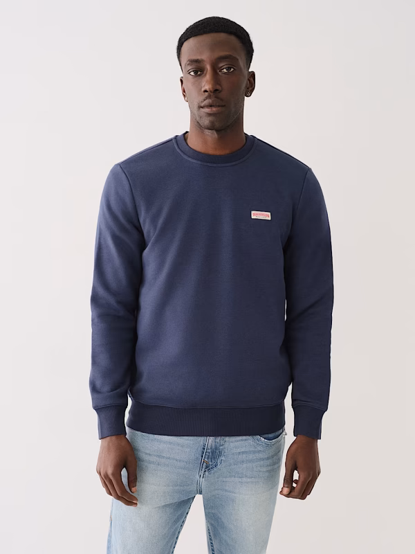 TRUE RELIGION OG LOGO PATCH CREW SWEATSHIRT