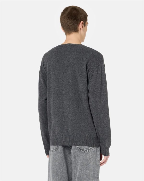 ICEBERG Lead grey crewneck sweater in wool-cashmere blend knit with wolf inlay and Iceberg logo embroidery - Image 2