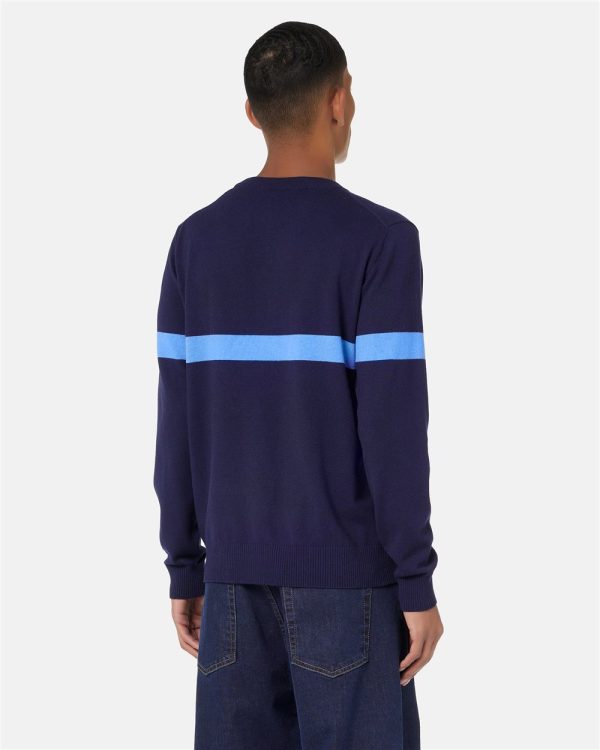 ICEBERG Crewneck sweater in navy wool-cashmere blend with 1986 embroidery and Iceberg logo - Image 2