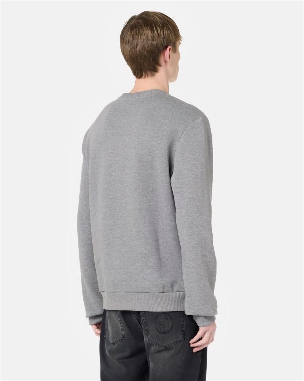 ICEBERG Regular-fit crewneck sweater in melange grey cotton brushed fleece - Image 2