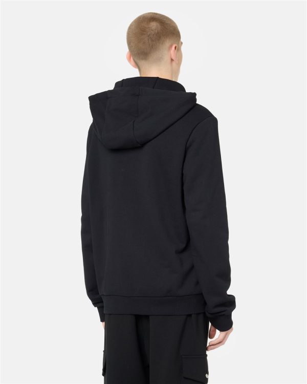 ICEBERG Regular fit hoodie in black cotton diagonal fleece with hood, logo print and 1986 date embroidery - Image 2