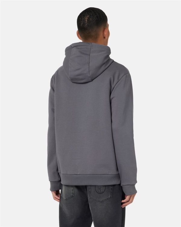 ICEBERG Chill Fit Hoodie in diagonal cotton fleece in lead grey with Iceberg logo and mountain details - Image 2