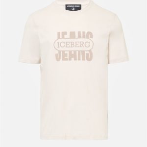 ICEBERG Regular fit ivory cotton jersey T-shirt