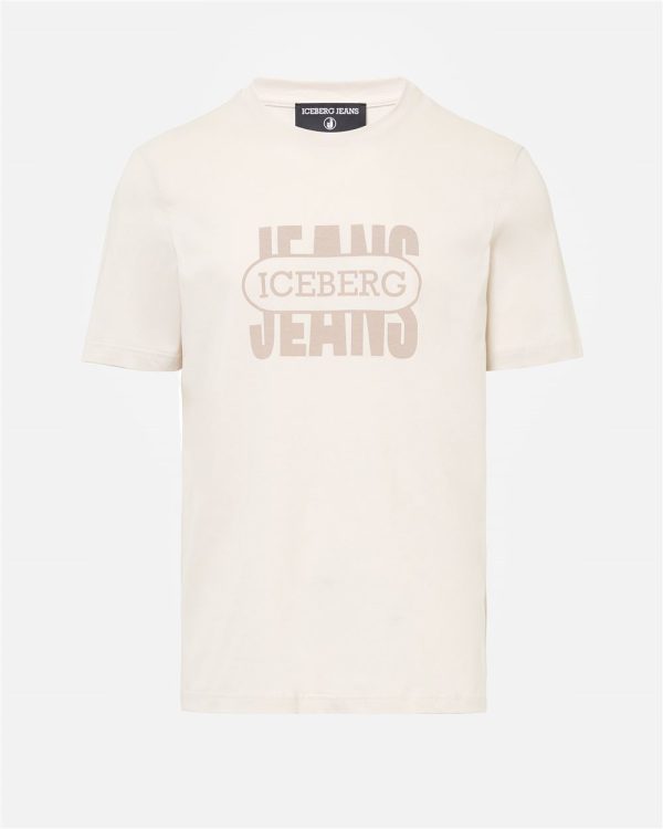 ICEBERG Regular fit ivory cotton jersey T-shirt