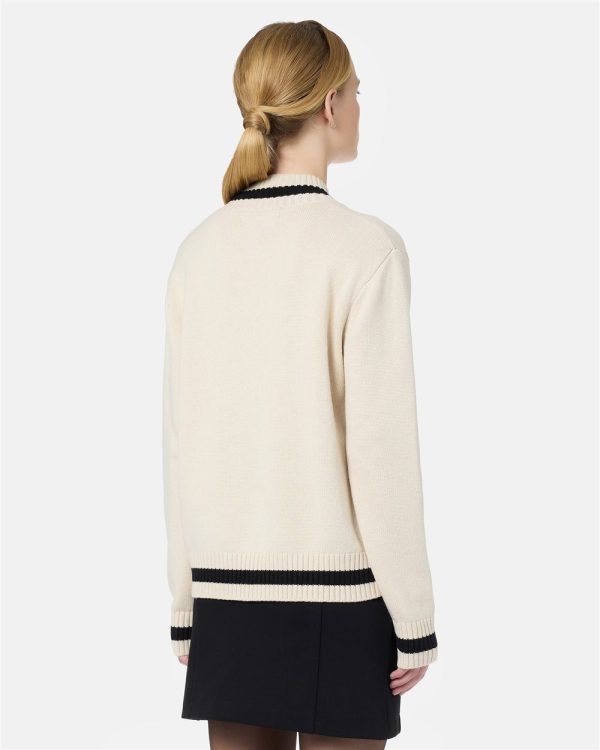 ICEBERG Regular Fit Ivory Mock Sweater with Contrast Stripe - Image 2
